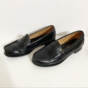 Vintage Eastland Classic Black Leather Penny Keeper Loafers Round Toe Preppy